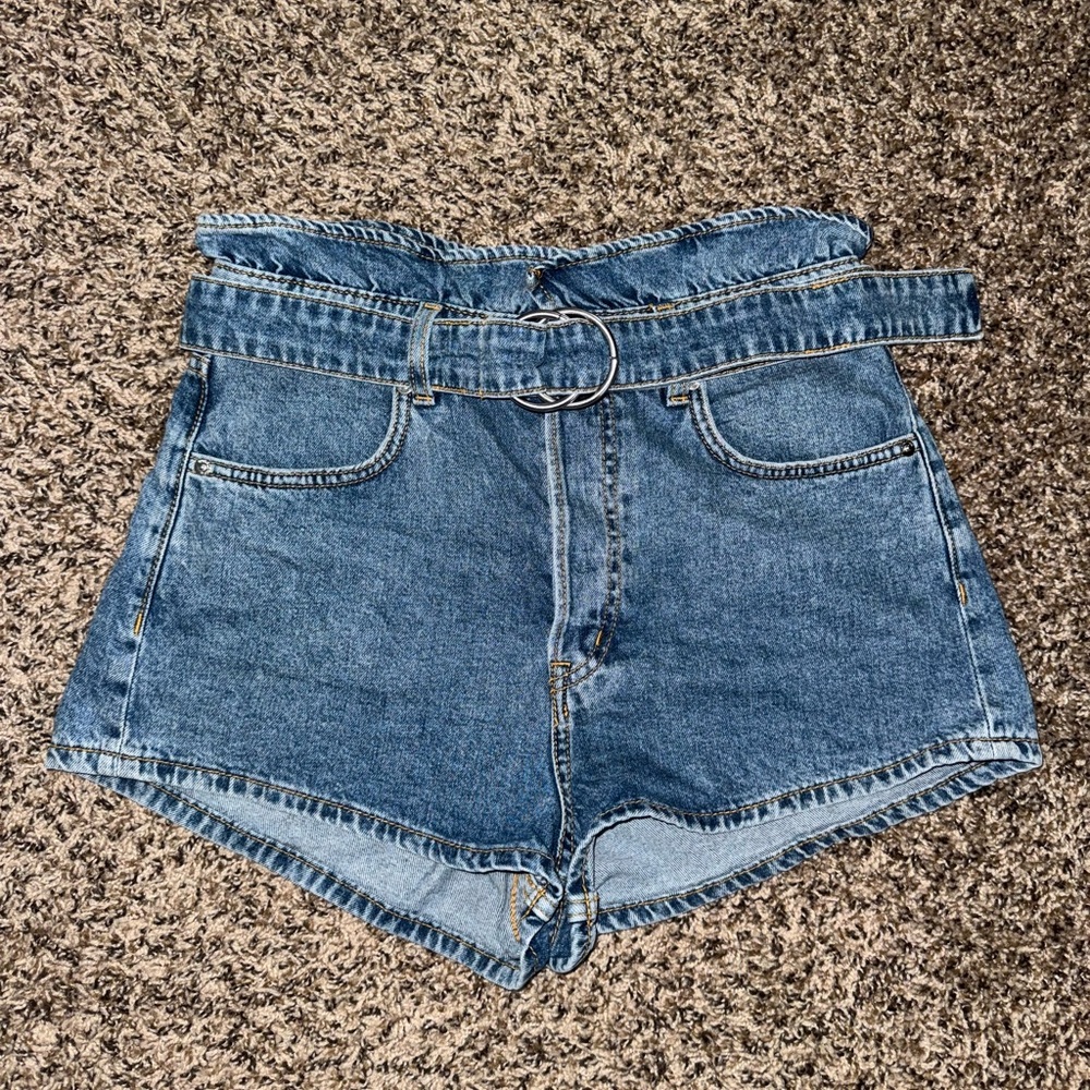 H&M Blue High-Waisted Denim Shorts
